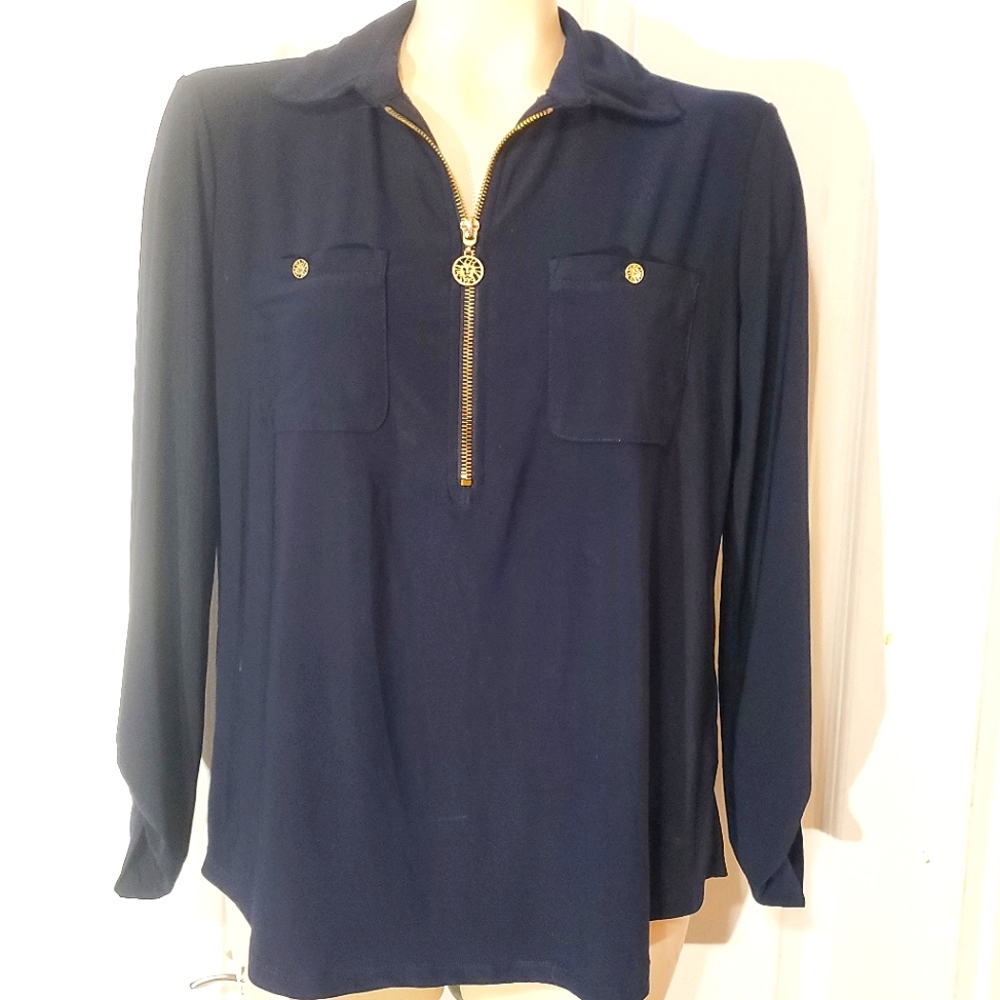 Navy Blue Anne Klien top size Medium